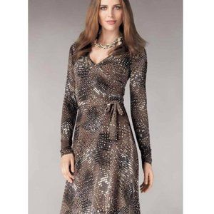 CAbi Front Crossover Abstract Animal Print Dress